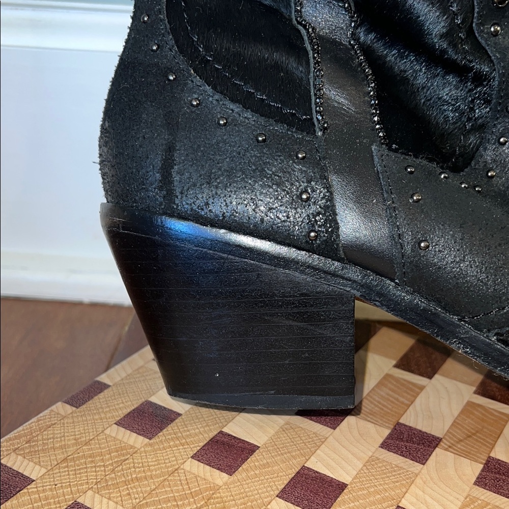 Donald J. Pliner Black Leather Accented Cowboy Boots Sz 9 - Picture 11 of 11